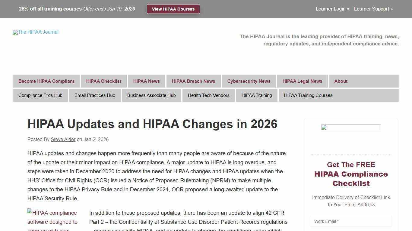 HIPAA Updates and HIPAA Changes in 2026