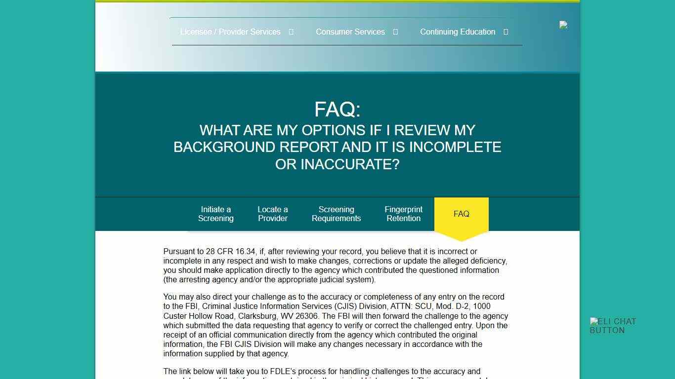 WHAT ARE MY OPTIONS IF I REVIEW MY BACKGROUND REPORT AND IT IS INCOMPLETE OR INACCURATE? - FL HealthSource • Health Care Resources for Consumers & Providers